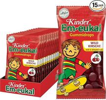 "Kinder Em-eukal" guminukai "Wild Cherry", saldūs, su 5 vitaminais, 15 vnt. (15 x 75 g pakuotė)