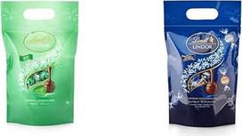 "Lindt LINDOR" šokolado rutuliukai | 1 kg maišelis, sandariai uždaromas | apie 80 rutuliukų mėtų pieno šokolado su įdaru | didmeninė pakuotė ir "LINDOR" šokolado rutuliukai "Dark Mix" | 1 kg maišelis