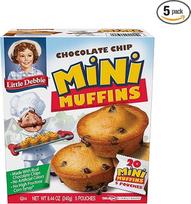"Little Debbie" mini keksiukai su šokolado drožlėmis 5 maišeliai 240 ml dėžutė