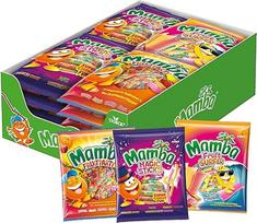 "Mamba Chew Candy Mix" - 24 x 290 g - 3 įvairūs kramtomieji saldainiai su "Mamba Fruit Surfer", "Magic Sticks" ir "Fruitparty
