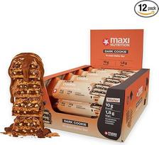 "MaxiNutrition" baltymų batonėlis "Dark Cookie", 26 % baltymų, 190 kcal, (12 baltyminių batonėlių x 39 g), be pridėtinio cukraus