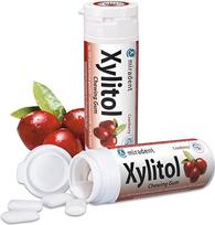 "Miradent Xylitol" kramtomosios gumos Dantų priežiūros kramtomosios gumos, 30 vnt., spanguolių (6 x 30 g)