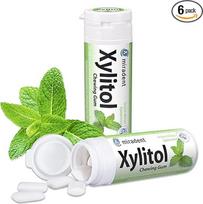 "miradent Xylitol" kramtomosios gumos Dantų priežiūros kramtomosios gumos, 30 vnt., "Spearmint" (6 x 30 g)