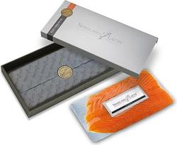 "Nordland-Lachs" dovana Velykoms, lašišos delikatesų dovana su 230 g rūkytos lašišos iš Škotijos ir padažais, elegantiška dovanų dėžutė verslo partneriams