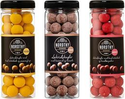 "Nordthy" saldymedžio rutuliukų dovanų rinkinys 3 x 300 g - pasiflorų, aviečių ir sūrios karamelės skonio saldymedis