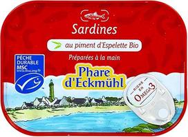 "Phare d'Eckmühl" sardinės alyvuogių aliejuje su Piment d'Espelette (135 g)