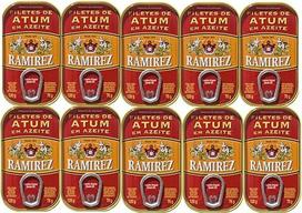 "Ramirez" pjaustytų tunų filė - jūros skonio patirtis | Aukščiausia kokybė | Tunas alyvuogių aliejuje Portugalija 10 x 120 g