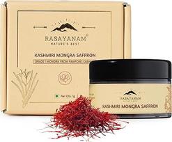 "Rasayanam" grynas originalus Kašmyro šafranas / Kesar / Kumkuma Puvvu (1 gm) | Sertifikuotas aukščiausios A klasės kešaras | Šafranas nėščioms moterims, puodžos apeigoms ir maistui gardinti