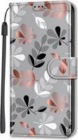"Samsung Galaxy S21 FE" piniginės dangtelis, "Creative Painting Magnetic Folio" dėklas, PU odos apsauginis dėklas su kortelių lizdais, lapai