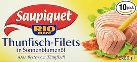 "Saupiquet" tuno filė saulėgrąžų aliejuje, 10 vnt. (10 x 2 x 80 g tūbelės)