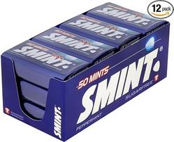 "Smint" mėtų saldainiai be cukraus, pipirmėčių skonio, tinka vegetarams - 50 XXL skardinių