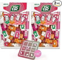 "Tic Tac Strawberry Mix" 2 rinkiniai - 60 mini pakuočių 4 rūšių + "Tic Tac Toe" žaidimas - 120 mini saldainių vaikų gimtadieniams, saldainių batonėliams, vakarėlių maišeliams, cukraus maišeliams ir mažoms staigmenoms