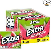 "Wrigleys Extra Sweet Watermelon Sugarfree" kramtomosios gumos dėžutė su 10 x 15 lazdelių pakuotėmis