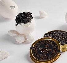 20 g Sibiro eršketų ikrai, juodieji ikrai, žuvų ikrai, Malossol ikrai, prekės ženklas, TSARINE Caviar subtilaus skonio ir unikalios apdailos