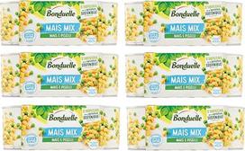 6 x "Bonduelle" kukurūzų mišinys "Corn e Piselli" Saldūs ir traškūs kukurūzai su žirneliais (3 x 170 g)