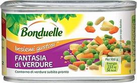 6 x Bonduelle Fantasia di Verdure contorno di verdure subito pronto daržovių garnyras daržovių mišinys paruoštas patiekalas aliuminio dėžutė 400 g