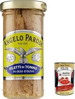 6 x Angelo Parodi Filetti di Tonno in Olio d'Oliva in vetro, tuno filė alyvuogių aliejuje stiklinėje 150 g + Italian Gourmet Polpa 400 g