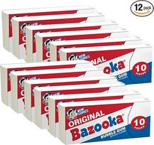 Bazooka Original and Blue Razz Bubble Gum, 10 vnt. (12 vnt.) Bazooka