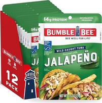Bumble Bee Jalapeno Tunas su prieskoniais, 2,5 uncijos maišelis, 12 vnt.