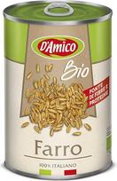 D'Amico Farro Ekologiški spelta kviečiai Natūraliai virti itališkos kilmės tik 3 ingredientai Vanduo, spelta kviečiai ir druska Skaidulų ir baltymų šaltinis 400 g, pakuotė po 24 vnt.
