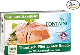 Fontaine Tuna Real Bonito in Organic Sunflower Oil 120 g Konservuota žuvis Pakuotė 3 x 120 g