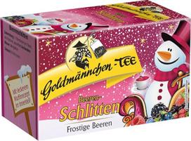 Goldmännchen Tee Beeren-Schlitten (Žiemos uogų rogės), vaisių arbatos mišinys, 20 atskirai užspaudžiamų arbatos maišelių