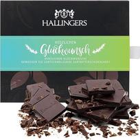 Hallingers Genuss Manufaktur Šokolado dovana - batonėlis Vegan šokoladas Tamsus Fine Cocoa 85% Pure Soft Melting - rankų darbo be alkoholio, elegantiška dovanų pakuotė "Herzlichen Glückwunsch" [vokiečių kalba]