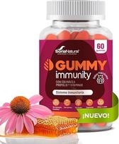 Immunity Gummibärchen, für Kinder und Erwachsene, mit Echinacea, Propolis, Vitaminen D, C, B6 und Zink - unterstützt das Immunsystem - Unterstützung der Abwehrkräfte - 60 Gummibärchen. Soria Natural