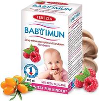 Imuninę sistemą stiprinantis vaisių sirupas vaikams - multivitaminų kompleksas, vitaminas C, sudėtyje yra austrių grybų ir šaltalankių su aviečių skoniu - 100 ml | Dozavimas: 1 arbatinis šaukštelis per dieną