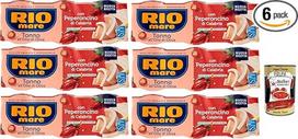 Itališkas "Gourmet" rinkinys "Rio Mare" tunas su "Peperoncino di Calabria" 6 x (3 x 65 g) alyvuogių aliejuje, aštrus, baltymų turtingas užkandis ir salotos + itališka "Gourmet Polpa