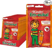 Kinder Em-eukal lašai nuo kosulio laukinių braškių medus su 5 vitaminais, saldūs, 15 x 75 g