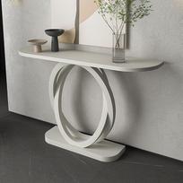 Modernus konsolinis sofos staliukas su geometrinėmis metalinėmis kojomis Šiuolaikinis geležinis konsolinis sofos staliukas prie sienos "Hotel Long Porch Cabinet for Entrance Living Room" (baltas, 100 x 35 x 85 cm/39,4 x 13,8 x 33,5)