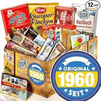 Originalus nuo 1960 m. - saldainių dėžutė su DDR prekėmis - 1960 m. gimtadienio dovana
