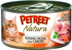 PETREET Natūralus tunas rausvas katė su morkomis 70 g Produktai gyvūnams augintiniams
