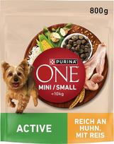 PURINA ONE Mini/Small Active sausas sausas maistas mažiems šunims su vištiena ir ryžiais, 8 vnt. (8 x 800 g)