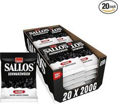 SALLOS Schwarzweich Classic Sandėliavimo pakuotė - minkštieji saldymedžiai, smulkiai aštrūs, natūralios saldymedžių sultys, aštrūs minkštieji saldymedžiai, veganiški, sandėliavimo pakuotėje, 20 x 200 g
