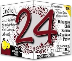 Schlump-Chili Endlich 24 - juokinga aštri gimtadienio dovana. Originali dovanos idėja 24-ajam gimtadieniui jauniems vyrams ir moterims.
