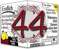 Schlump-Chili Endlich 44 - juokinga aštri gimtadienio dovana. Originali 44-ojo gimtadienio dovanos idėja vyrams ir moterims