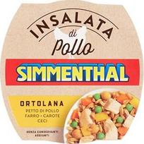 Simmenthal Insalata Di Pollo Ortolana vištienos salotos, vištienos krūtinėlė su spirgučiais, morkomis ir avinžirniais, paruoštas miltinis patiekalas, be konservantų, 160 g