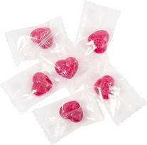Širdies saldainiai vyšnia, atskirai permatomi, 1 kg, apie 280 vienetų - idealiai tinka vestuvių, gimtadienio ar krikštynų puošybai