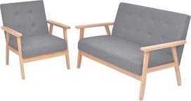 Tidyard 272220 Sofos rinkinys 2 dalių audinio šviesiai pilka minkšta sofa Lounge sofa gyvenamajam kambariui, prieškambariui, biurui
