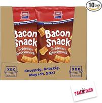 XOX Bacon Snack, 100 g, traškūs, stipraus kumpio skonio užkandžiai (10 vnt.), su Zama4Zingo kortele