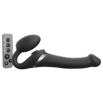 Strap-on-me - prisegamas vibratorius su oro bangų funkcija - juodas, M dydis