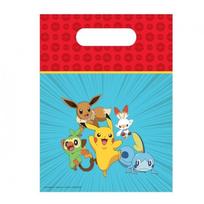 Dovanų maišeliai Pokemonų tema „Pokemon“ – gimtadienio dovanų maišeliai vaikų šventei (6 vnt., 17x23 cm)