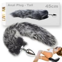 Unisex analinė uodega – stimuliatorius su analiniu kamščiu LIVMAN E-04 abiem lytims, žaismingoms fantazijoms ir vaidmenų žaidimams, 45cm