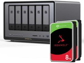 Serveris „UGREEN DXP6800 Pro 16TB Seagate IronWolf NAS“ rinkinys, įskaitant 2 x 8 TB „Seagate IronWolf“ 3,5 colio SATA kietuosius diskus