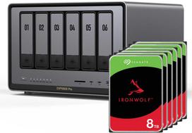 Serveris „UGREEN DXP6800 Pro 48TB Seagate IronWolf NAS“ rinkinys, NAS su 6 x 8 TB „Seagate IronWolf“ 3,5 colio SATA kietaisiais diskais