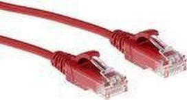 ACT Red 0.5 meter LSZH U/UTP CAT6 datacenter slimline patch cable with RJ45 connectors CAT6 U/UTP SLIMLINE RD 0.5M (DC9500)