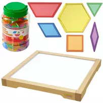 MASTERKIDZ Panel LED Sensory Box + Montessori mozaikos kaladėlės 140 el.