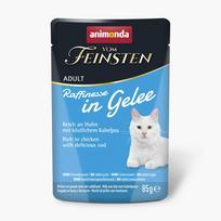 ANIMONDA Vom Feinsten Adult Raffinesse želė su vištiena ir menke – šlapias kačių maistas – 85 g